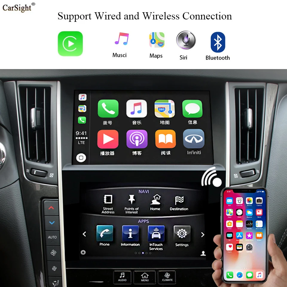 Автоматический модуль Apple CarPlay для Android Infiniti Q50 Q60 QX50 Q50L поддержка телефонного