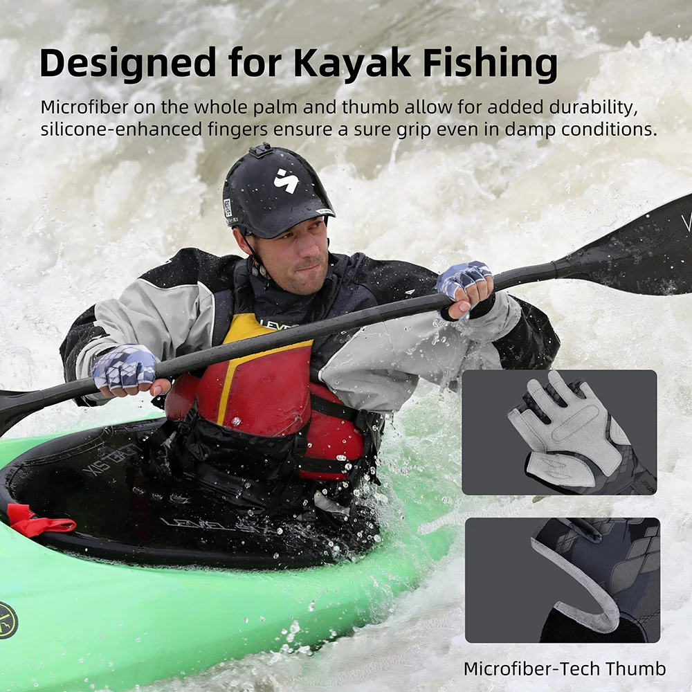 RUNCL UPF50+ Sports Fishing Gloves Breathable Sun Protection Fingerless Sports Gloves Use for Outdoor Kayaking Tackle