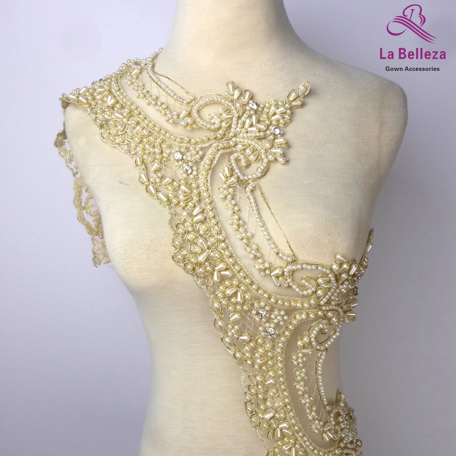 Кружевная фата с бисером La Beauty, ширина 19 см светильник-бежевая, Черная кружевная, цвета слоновой кости, ручная работа, отделка бисером, кружевное платье, кружевная Фата для невесты, 1 ярд