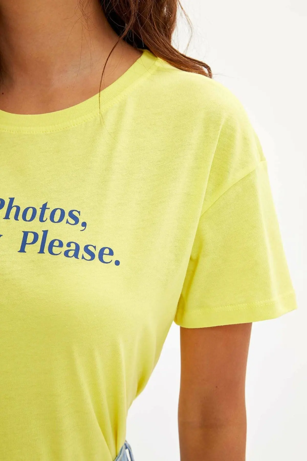 DeFacto женские летние футболки женская желтая футболка с буквенным принтом