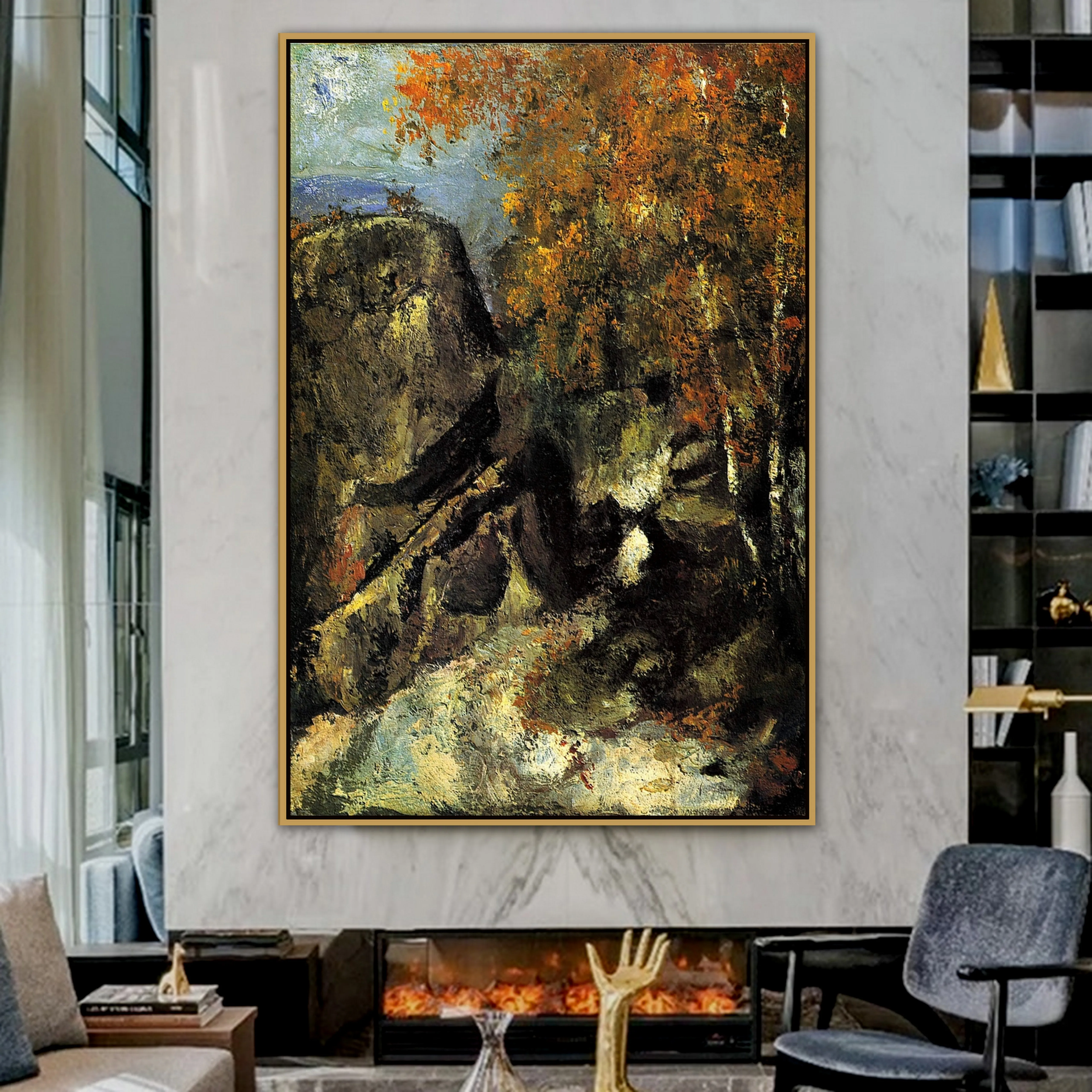 Пол Сезанн старый известный мастер художника скалы в лесу холст картина постер и