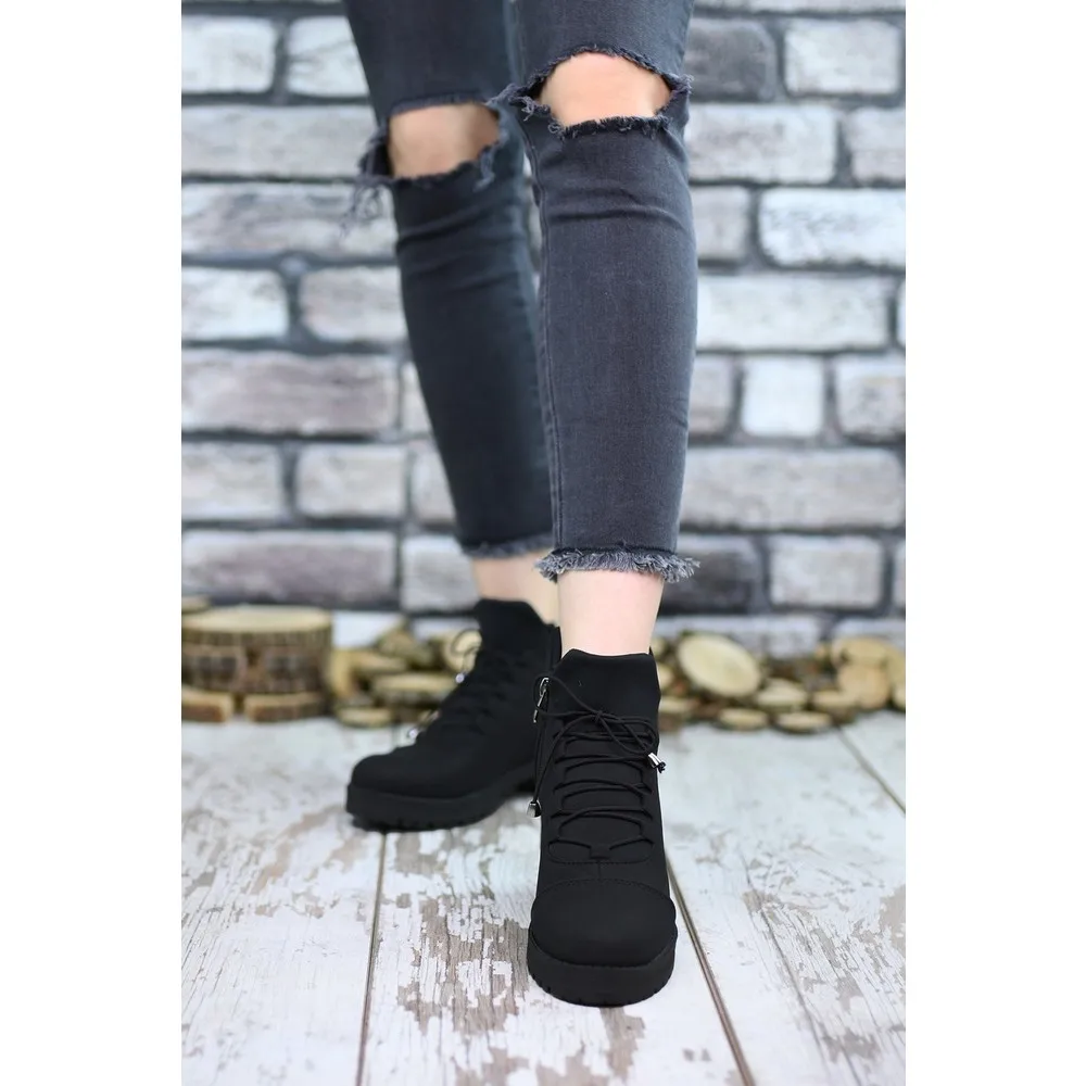 Fashion Platform Base Fragrance and Don 'T Perspire Bootie Suede Materıal Beige Layd Shoes Non-Slip Sole Round Toe With elastic Band And