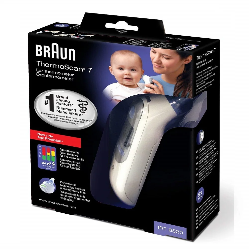 Цифровой ушной термометр BRAUN IRT 6520 THERMOSCAN 7 измеритель температуры в ушах|Умная