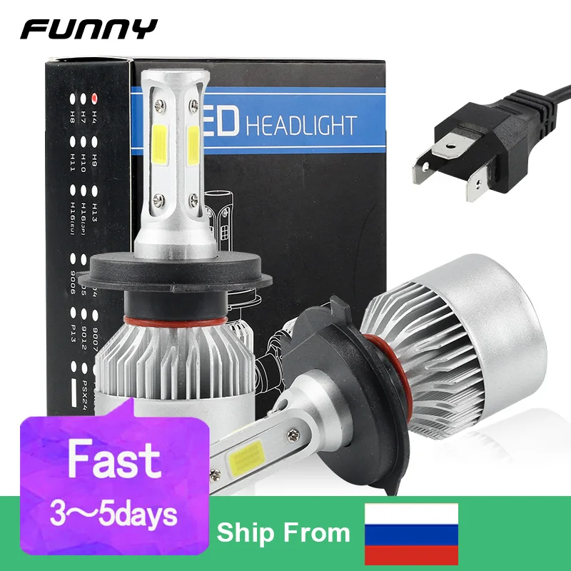 

2PCS Car Headlight Bulbs LED S2 Car Light 6500K 10000LM 60W H1 H3 H4 H7 H8 H11 9005 9006 LED Fog Light 200M Lighting Range