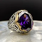 Мужское кольцо из серебра 925 пробы с аметистом