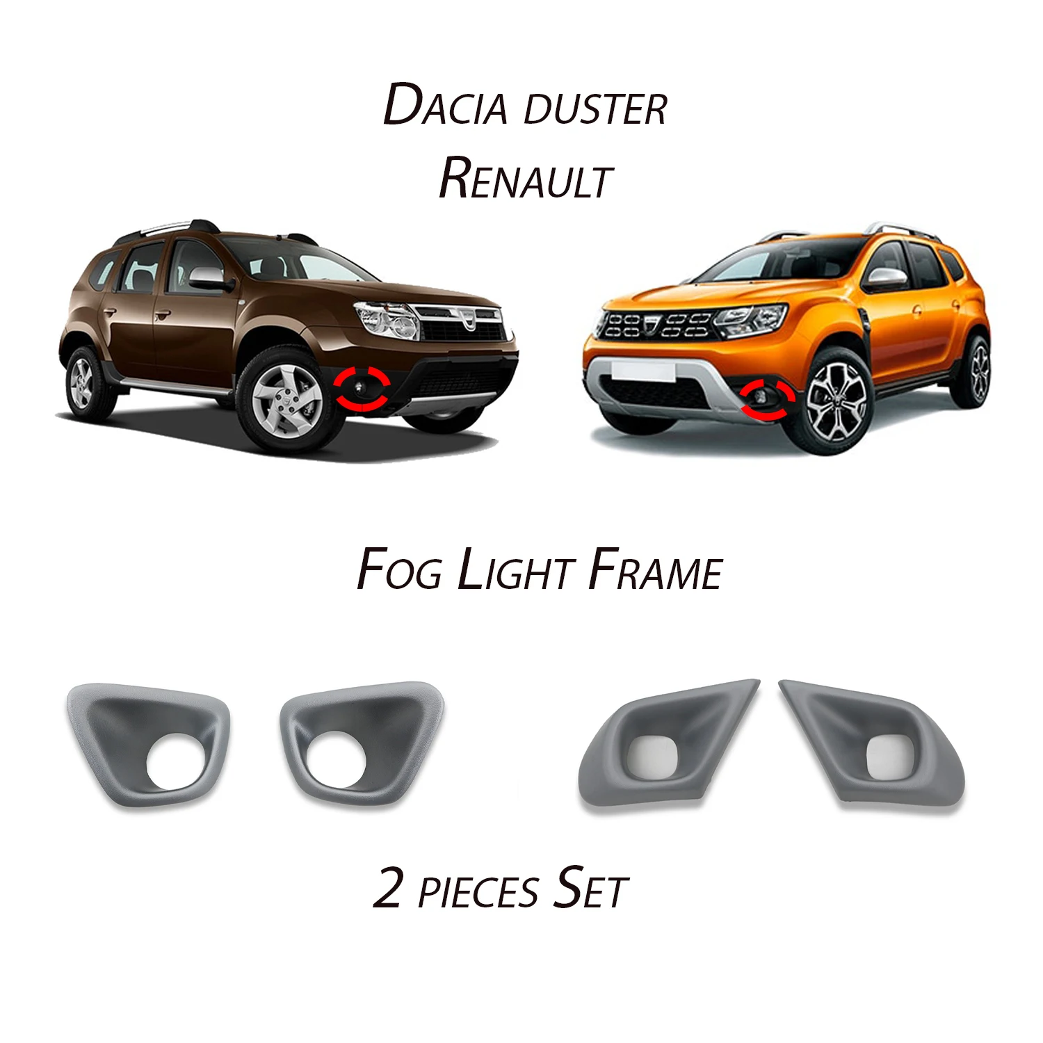 

Dacia Duster Renault Fog Light Frame Cover 2 Pieces Set ABS Plastic Easy Installation Waterproof Best Quality Exterior Accessory