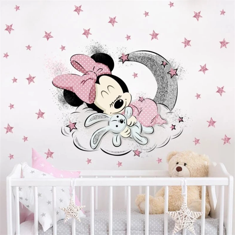 Фото Наклейка на стену с изображением Микки Мауса Минни детского сна | Дом и сад