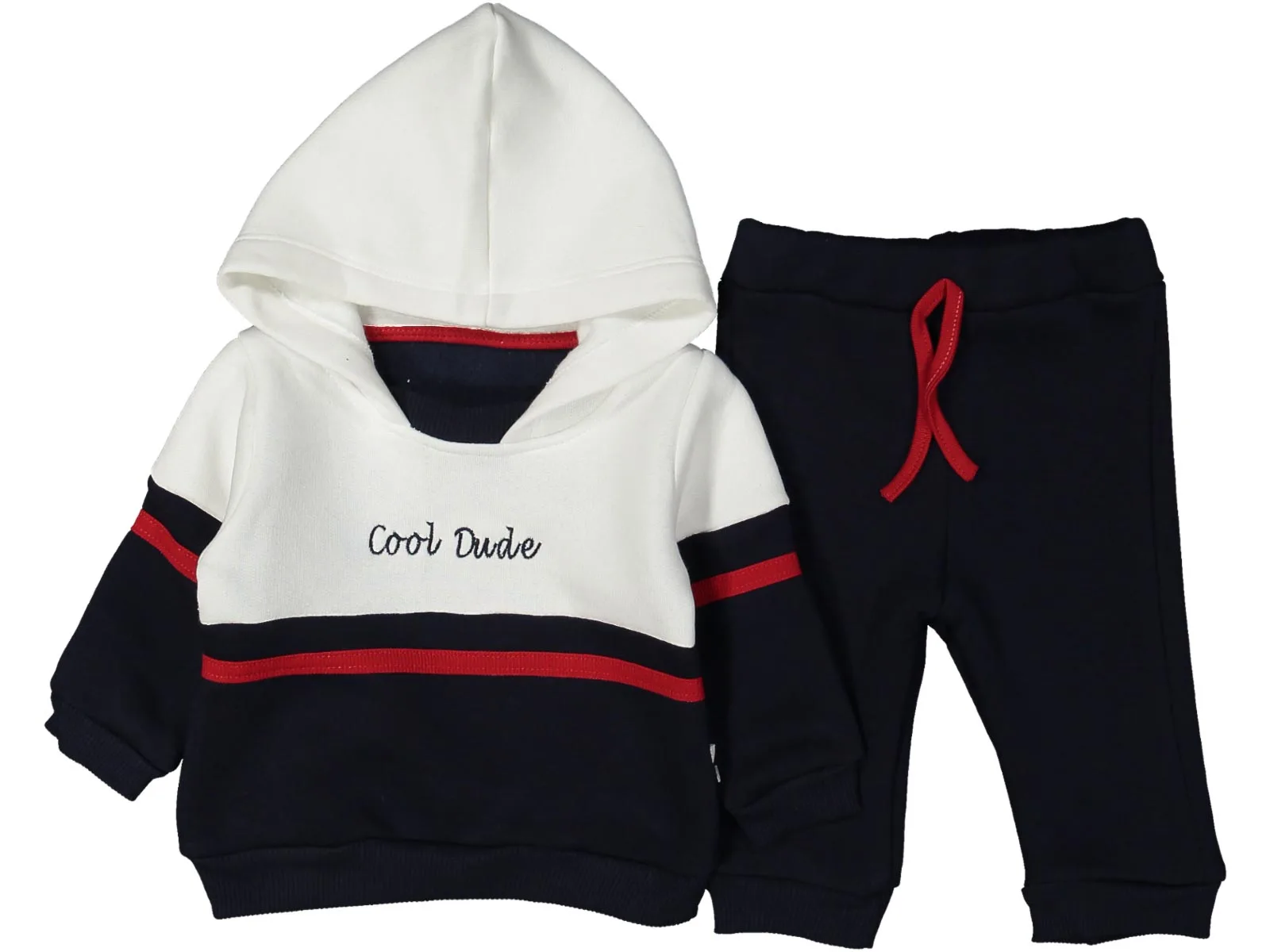 

Necix's Cool Dude Navy Blue White Hoodie Baby Set