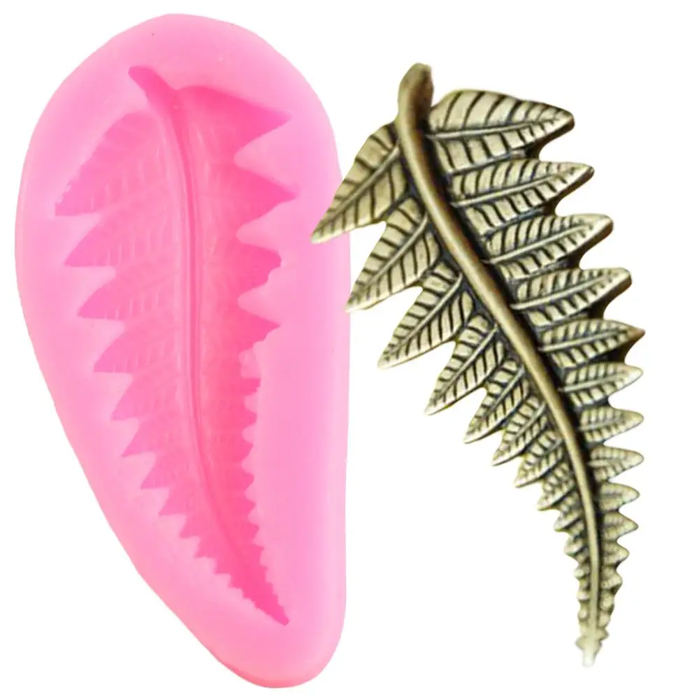 Блестящие брелоки в виде листьев папоротника силиконовая форма брелок для