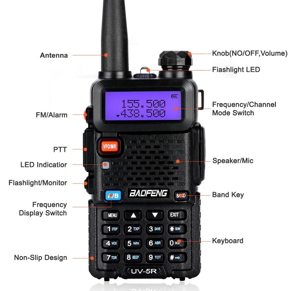 Портативная рация BaoFeng UV 5R 128 каналов 5 Вт VHF UHF 136 174 МГц и 400 520 МГц|Рации| |