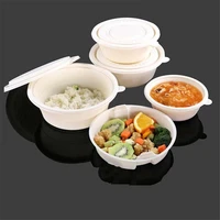 disposable round environment friendly degradable corn starch lunch box take out package box corn starch bento package bowl