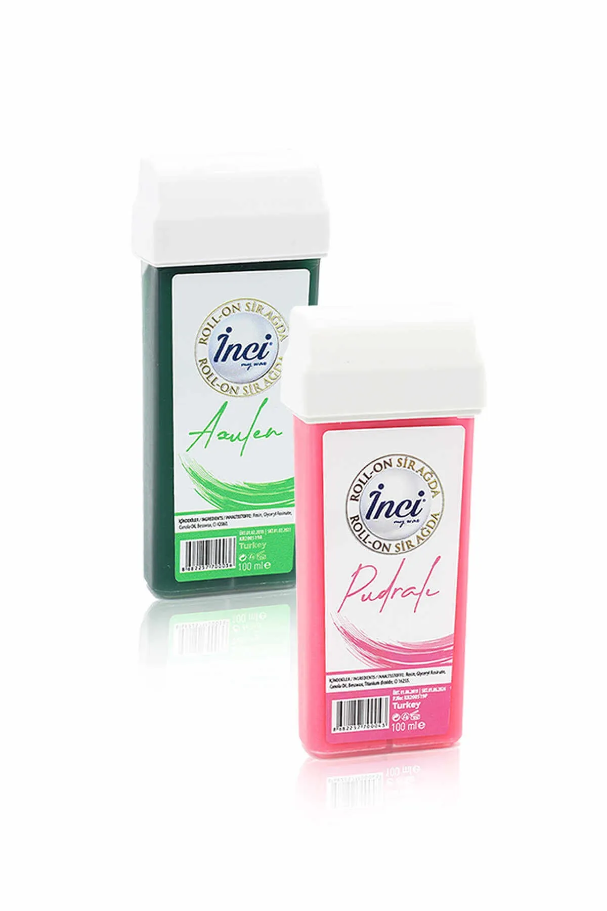 Жемчужно розовый и зеленый картридж в рулоне для депиляции 2 шт наполнение