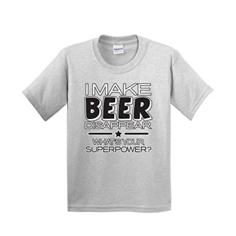 

Hot Sale Cotton Letter Print T-shirt I ke Beer Disappear What's Your Serpower Mens Novelty Funny T-Shirt