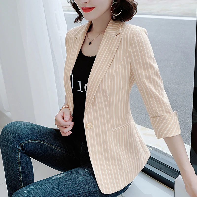 Lenshin полосатая куртка для женщин летняя одежда женское повседневное стильное