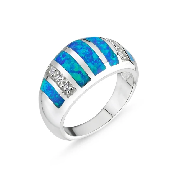 

Silver 925 Sterling Opal & Zircon Ring