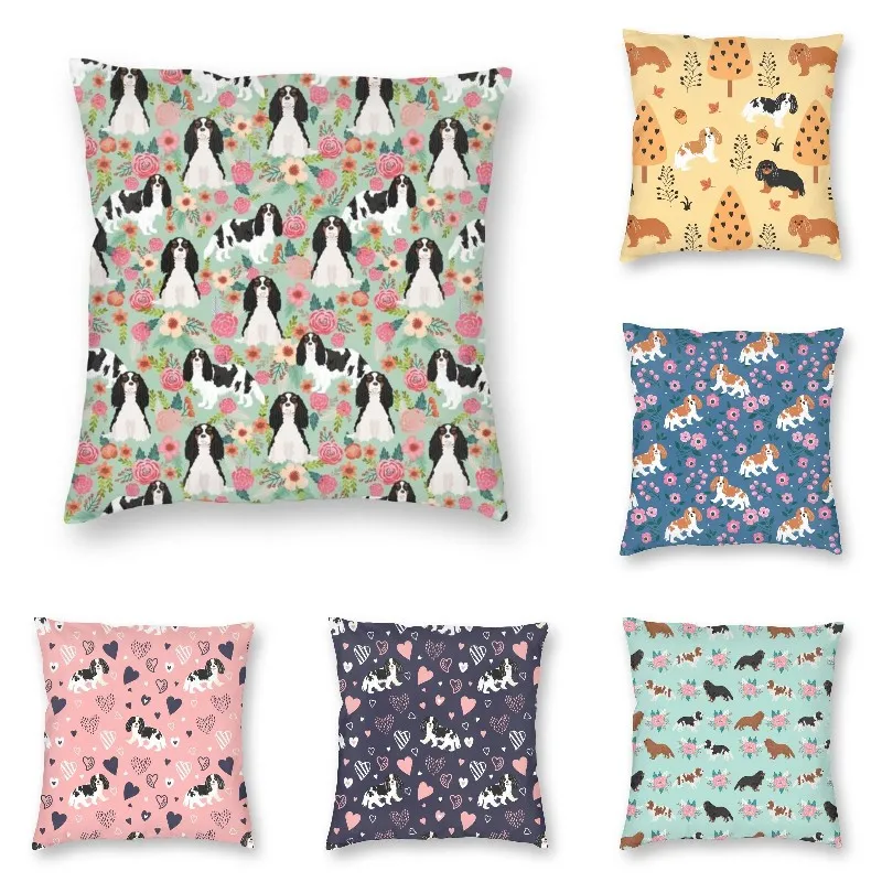 

Наволочка-Подушка для собаки Cavalier King Spaniel, домашний декоративный чехол для дивана с изображением животных, цветов, птиц