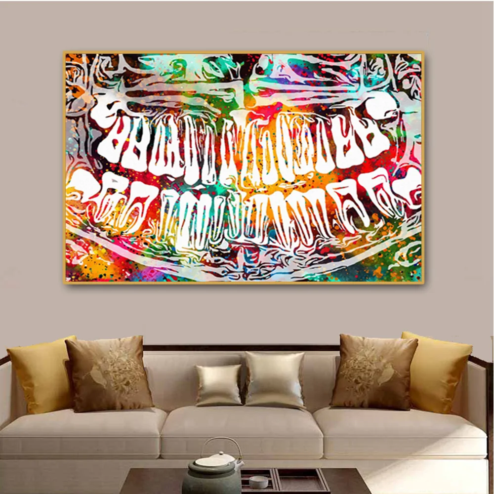 

Color Doodle Smile Teeth Art Canvas Painting Modern Abstraction Poster and Print Picture for Living Room Wall Art Home Decor