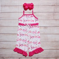 new design summer one piece clothes for girl mini colorful flamingo strap romper cute pretty floral jumpsuit pants for 1 8t kids