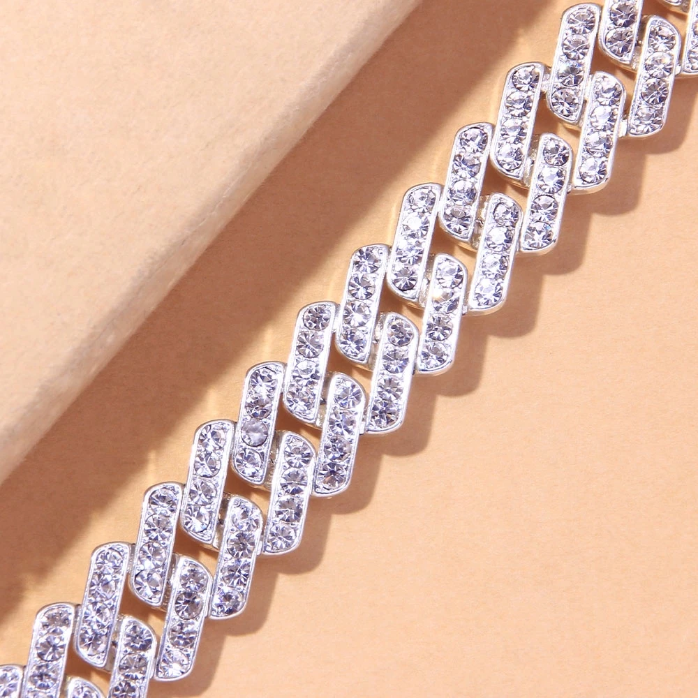 

Hip Hop Ice Out Cuban Link Anklet for Women Wholesale Chain Bracelet Rhinestone Men Rapper Crystal Anklet Fashion Bling Jewelry