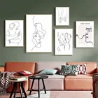 Абстрактная линия для пар, настенная Картина на холсте, Скандинавская Настенная картина, фигурки, плакаты и принты, современный минималистичный Декор для спальни