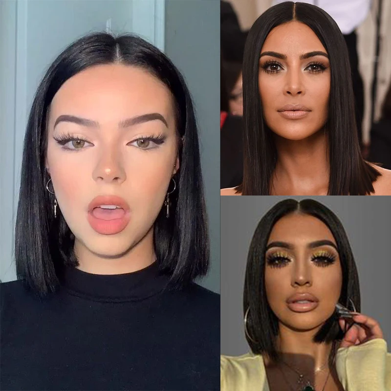 

Peruvian Natural Straight Short Bob Wigs 13*1 Transparent Lace Front Wigs Hot Red 150% Pre-colored Remy Human Hair Black Women