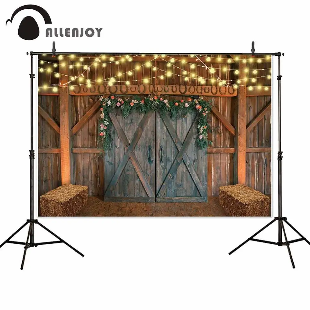 Allenjoy стог сена деревянная дверь свет детский душ декорация осень свадьба фон