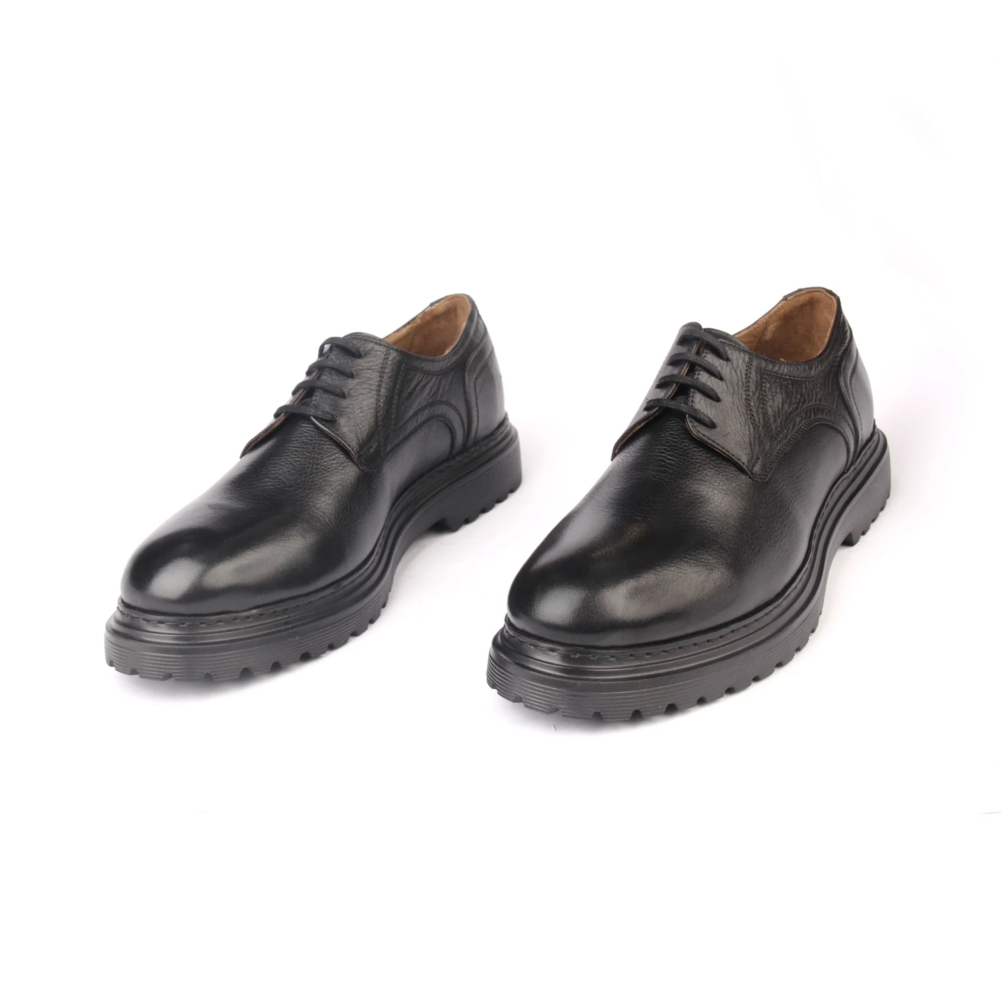 

Туфли дерби ручной работы из черной телячьей кожи, увеличивающая рост легкая подошва из ЭВА, Мужская удобная модная обувь