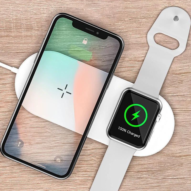 Беспроводное зарядное устройство Devia 2 in 1 Wireless Charger для iPhone + Apple Watch - White