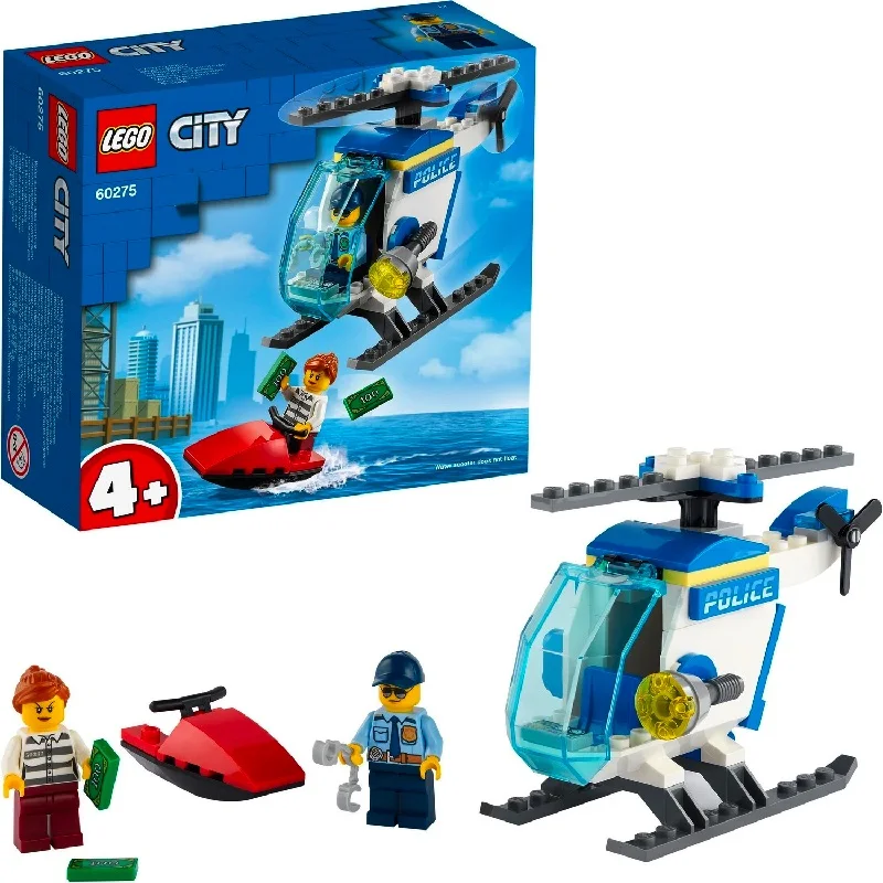 Оригинальный полицейский вертолет LEGO City 60275 для детей + 4 лет 51 шт., игрушечные блоки, кирпичи, подарок офицеру, минифигурка, водный скутер