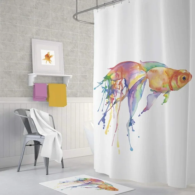 

Zethome Tropik Goldfish Bathroom Shower Curtain Single Wing 1x180x200 344637359