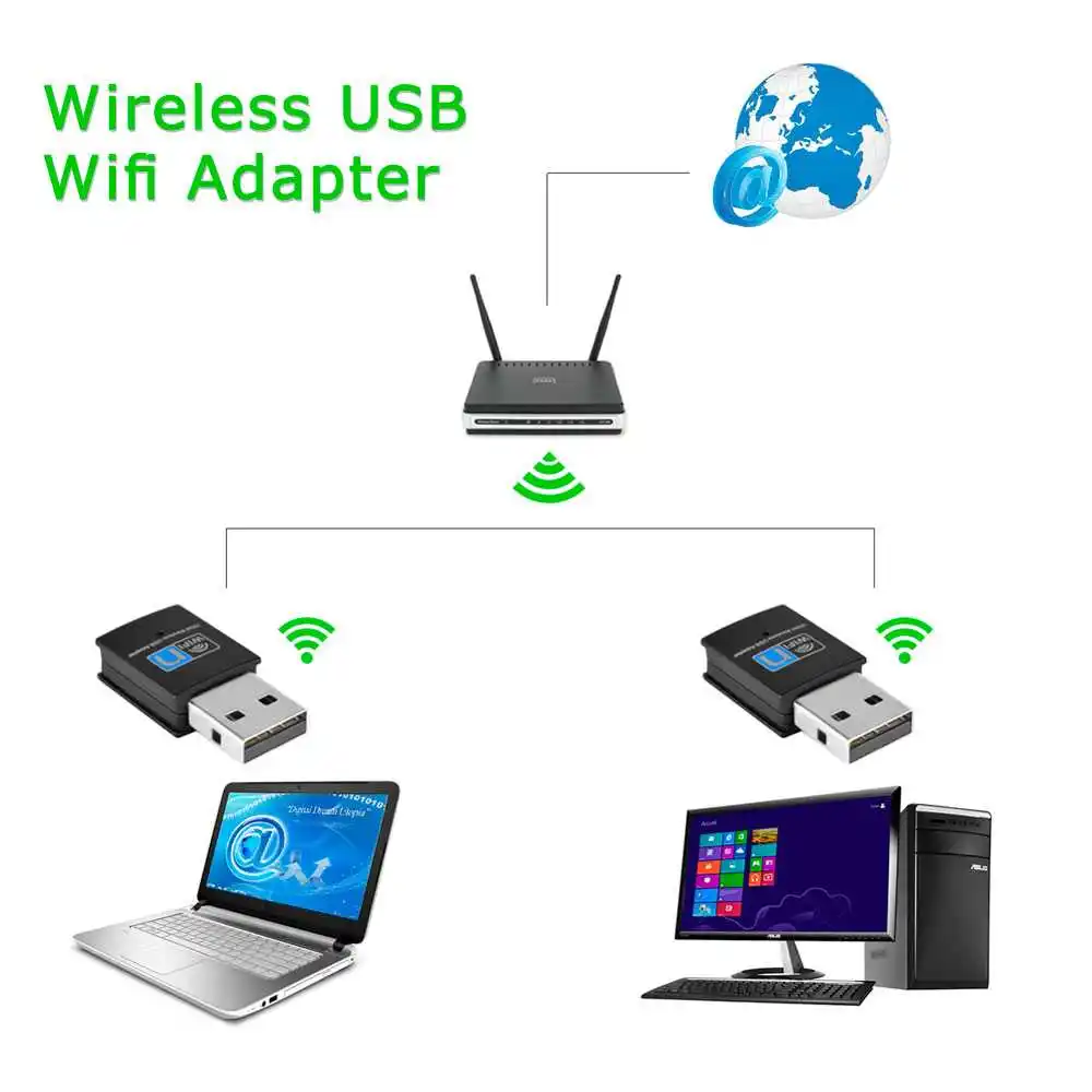 Беспроводной USB Wi Fi адаптер 300 Мбит/с черная сетевая карта 2 0 для настольного ПК