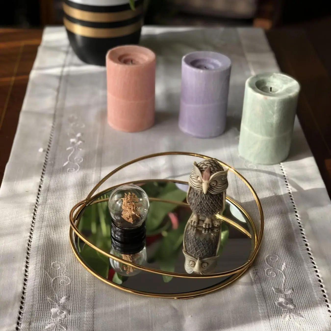 Поднос для хранения черный прямоугольный стеклянный металлический зеркальный