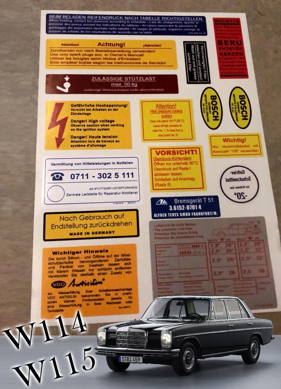 W114 w115 200 230 4 200d 230d 250d 280 Наклейка Набор наклеек набор этикетка с принтом Звезда