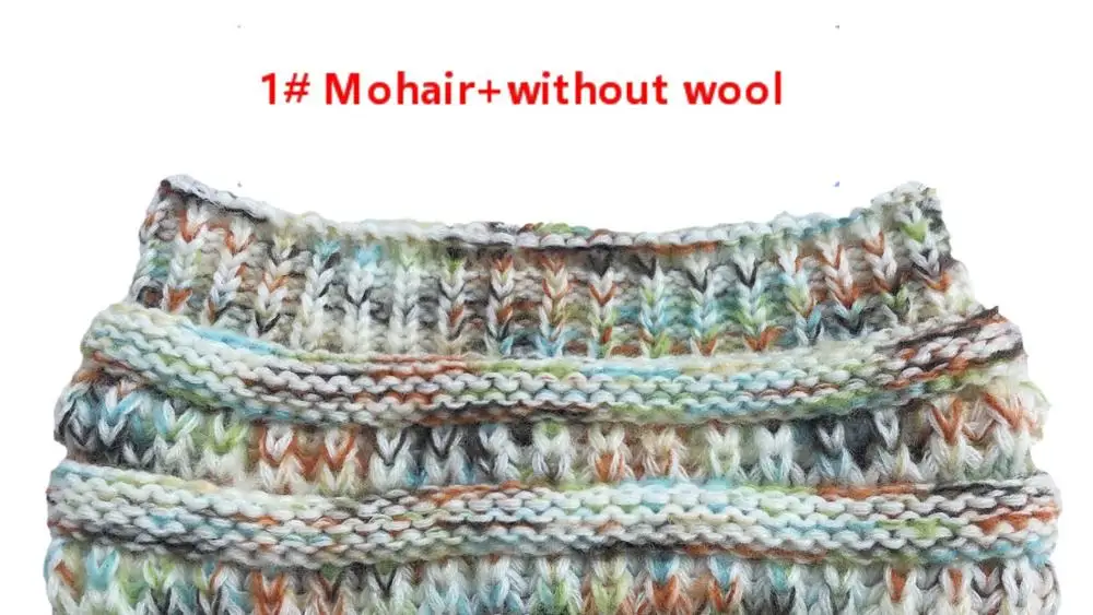1 Without Wool 8 цветов, головная повязка из мохера, женские тянущиеся вязаные крючком шапки, зимние шапки для рождества, вечерние, подарок для женщин, шапка, теплая, для девушек, грязная булочка - Цвет: 1 Without Wool