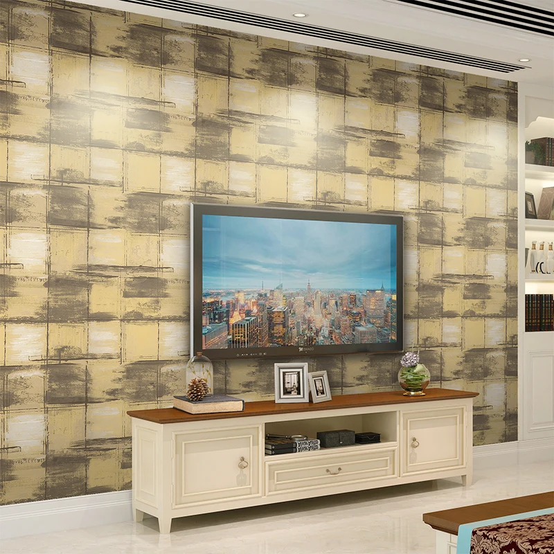 

European industrial wind 3D cubes old geometric pattern wallpaper restaurant shop living room bedroom TV background wallpaper