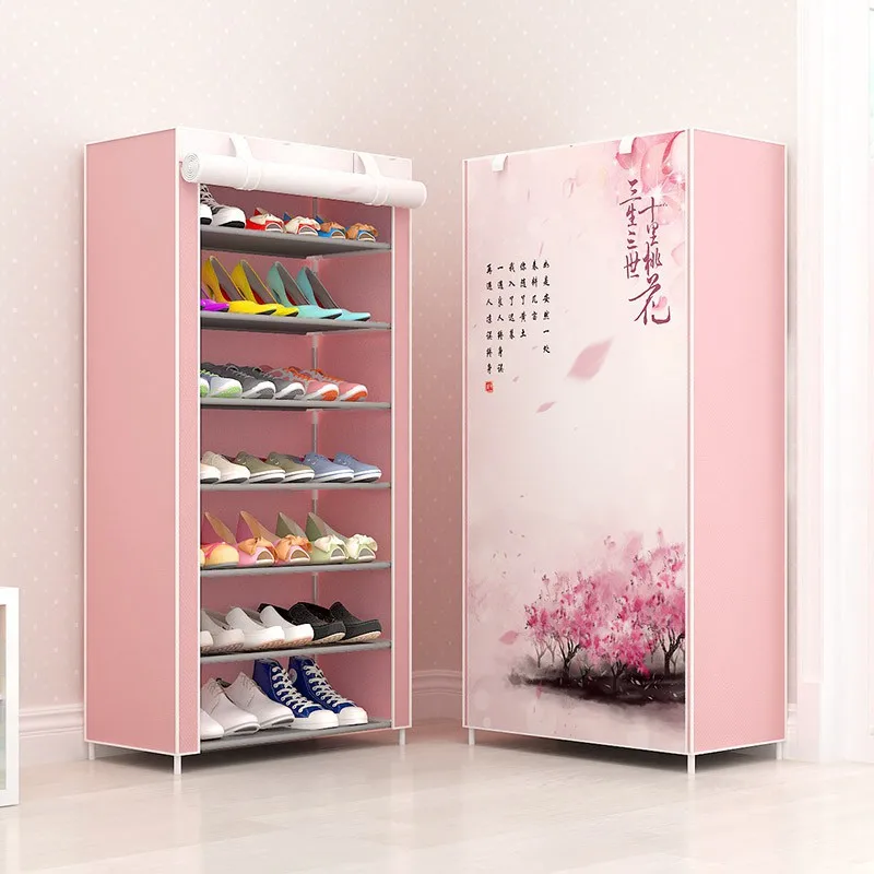 

Caddy multi-layer panoramic simple shoe cabinet shoe rack dust belt cloth cover storage shoe rack multi-specification removable