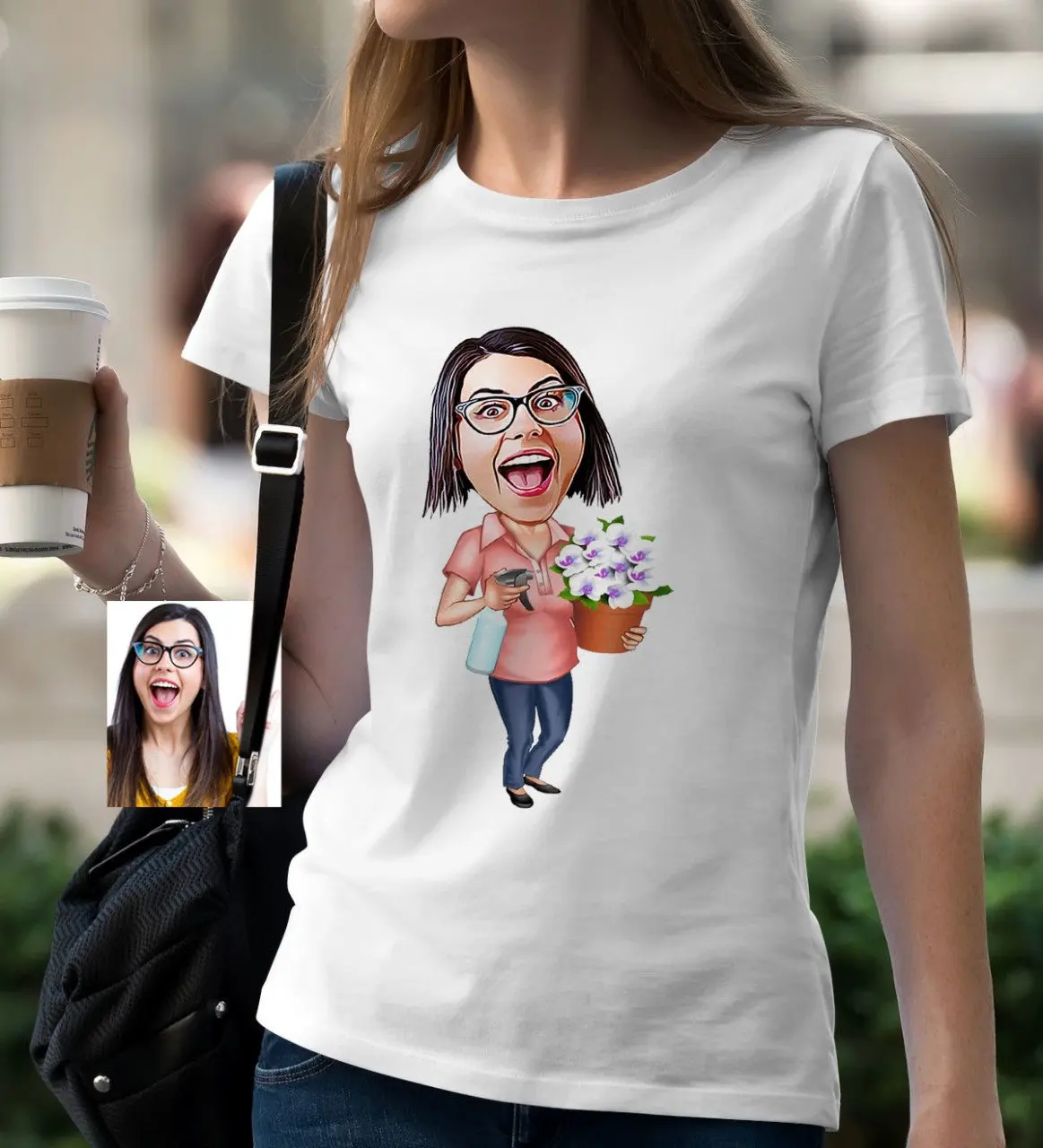 

Персонализированные домохозяйки мультфильм белый T-Shirt-2
