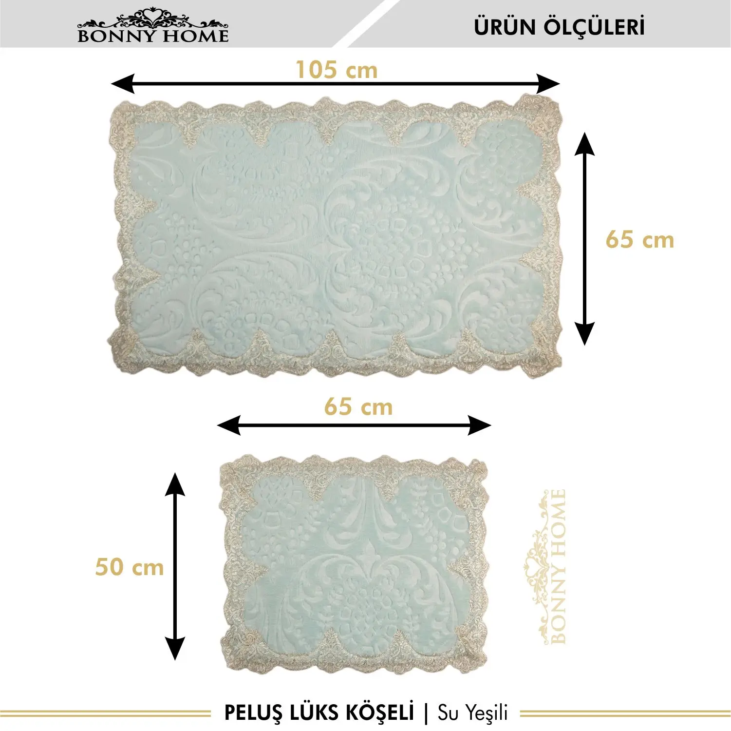 Comprare Bonny Home Plush Lux Rettangolo Verde Chiaro 2 Pezzi Tappetino Da Bagno In Pizzo Set Tappeto Da Bagno Di Lusso Antiscivolo