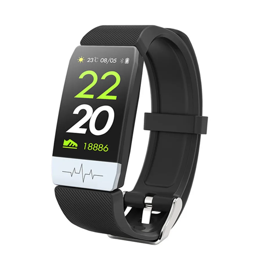 black Accalia Q1S smart wirstband ECG PPG монитор сердечного ритма кровяное давление трекер Спорт измерительное оборудование android ios - Цвет: black