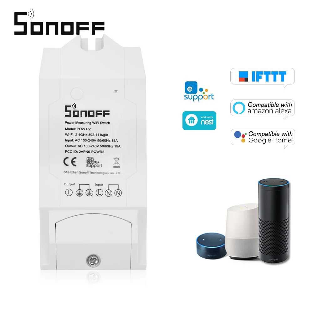 Смарт-выключатель Sonoff Pow R2 ITEAD беспроводной с поддержкой Wi-Fi | Электроника