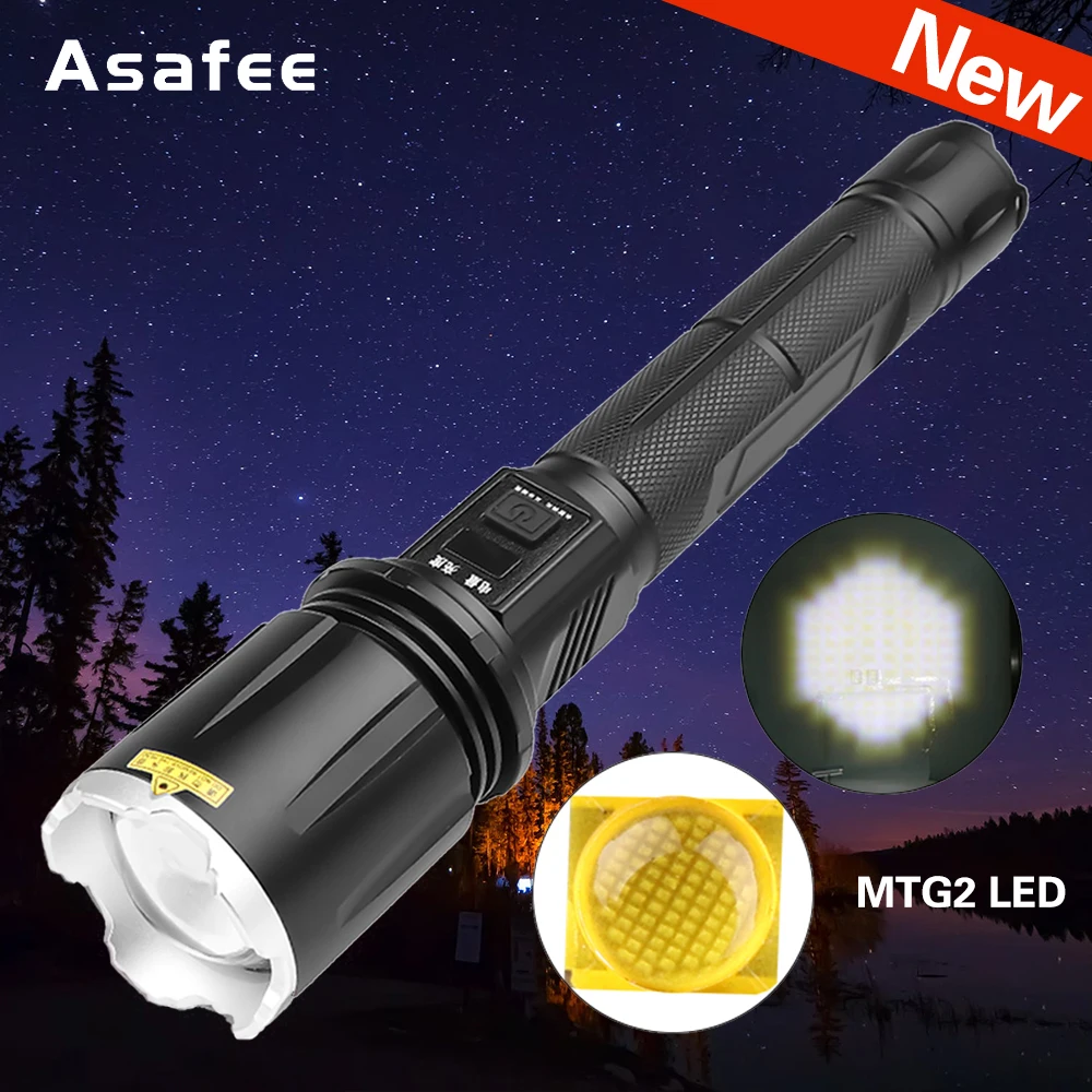 New LED Flashlight USB Rechargeable MTG2 LED Zoomable Light Camping Waterproof Safety Hammer Light Super Bright Camping Light