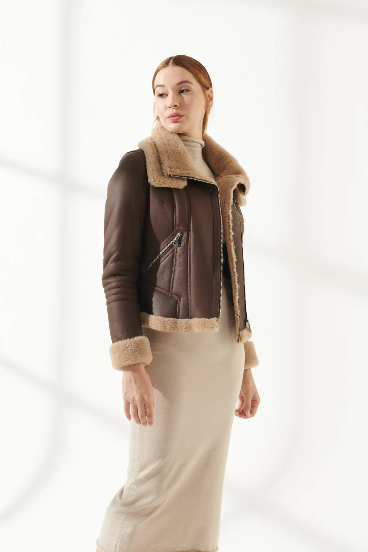 Women Furry Coat Genuine Sheepskin Jackets Soft Quality Keeps Warm Turkiyede Produced Sports Biker Parkas