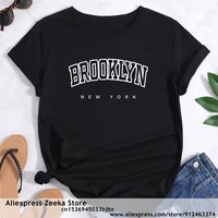 brooklyn new york usa women letter t shirt girl y2k 90s harajuku kawaii graphic tees unisex cartoon clothesdrop ship