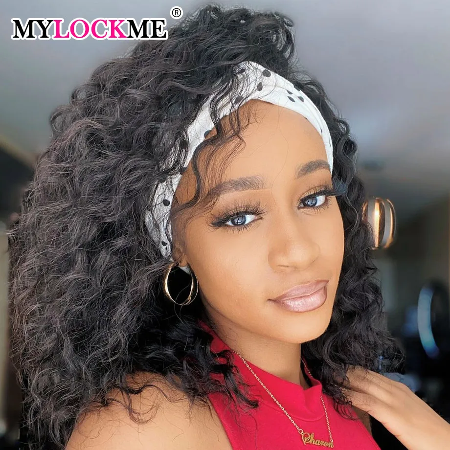 Водная волна волос парик человеческих повязка из искусственных для Для женщин