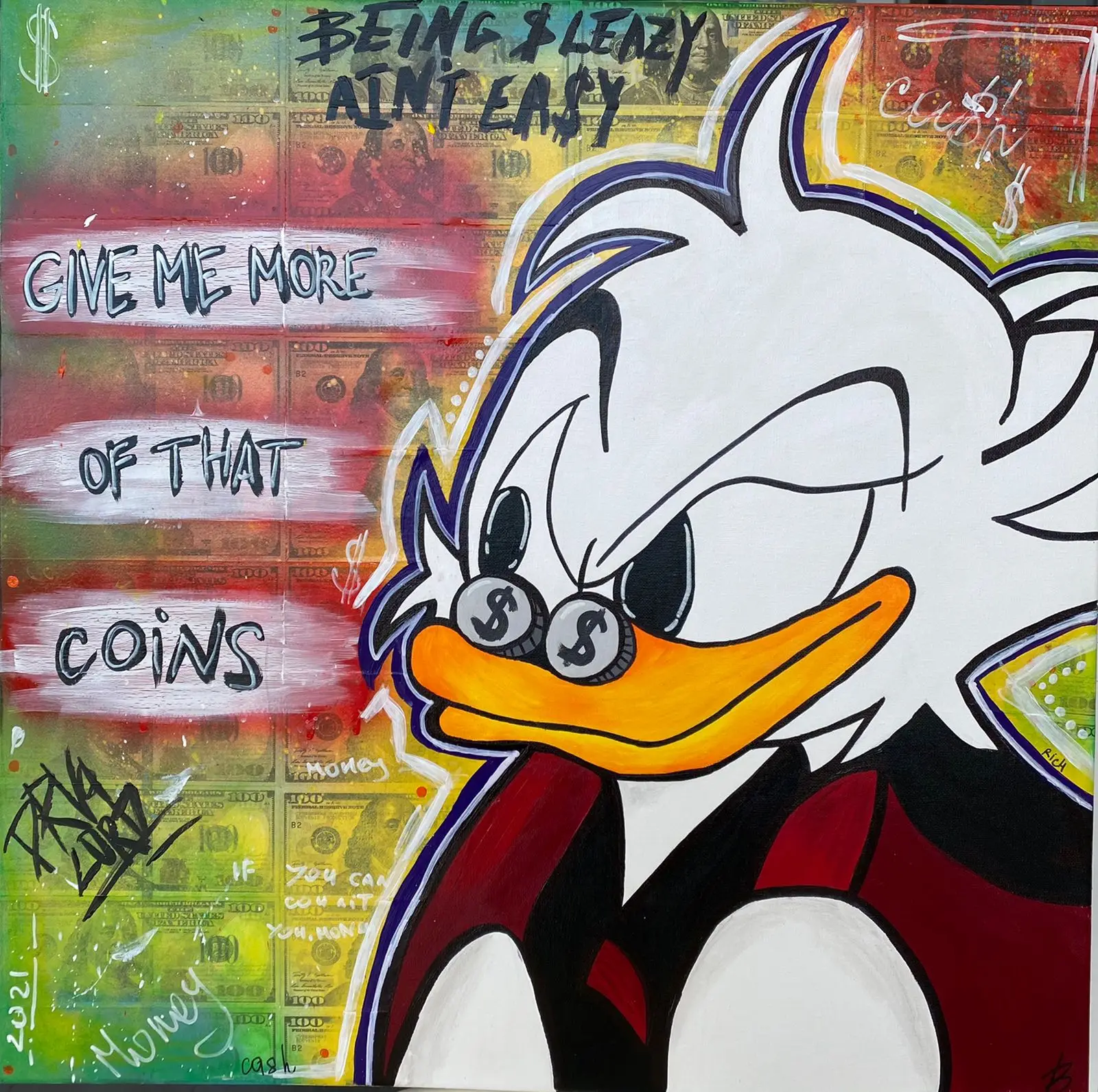 Картины картина Scrooge McDuck для гостиной детской офиса маслом и акрилом на холсте