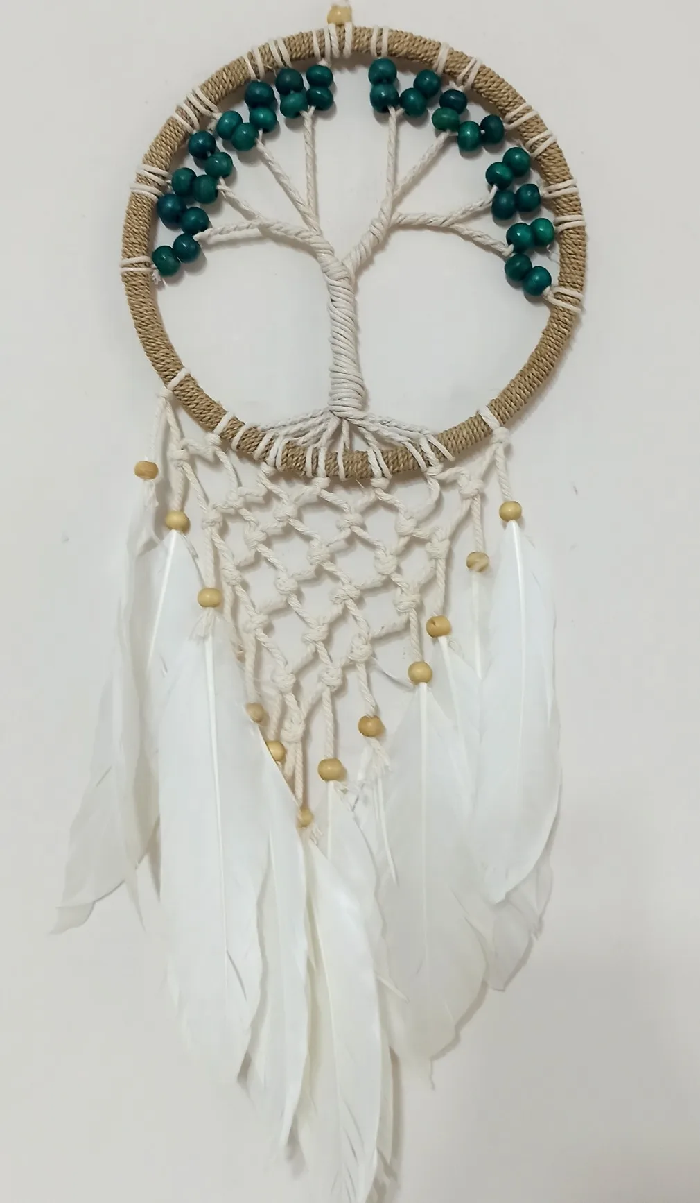 

Green Beaded Macrame Dream Catcher Wall Ornament
