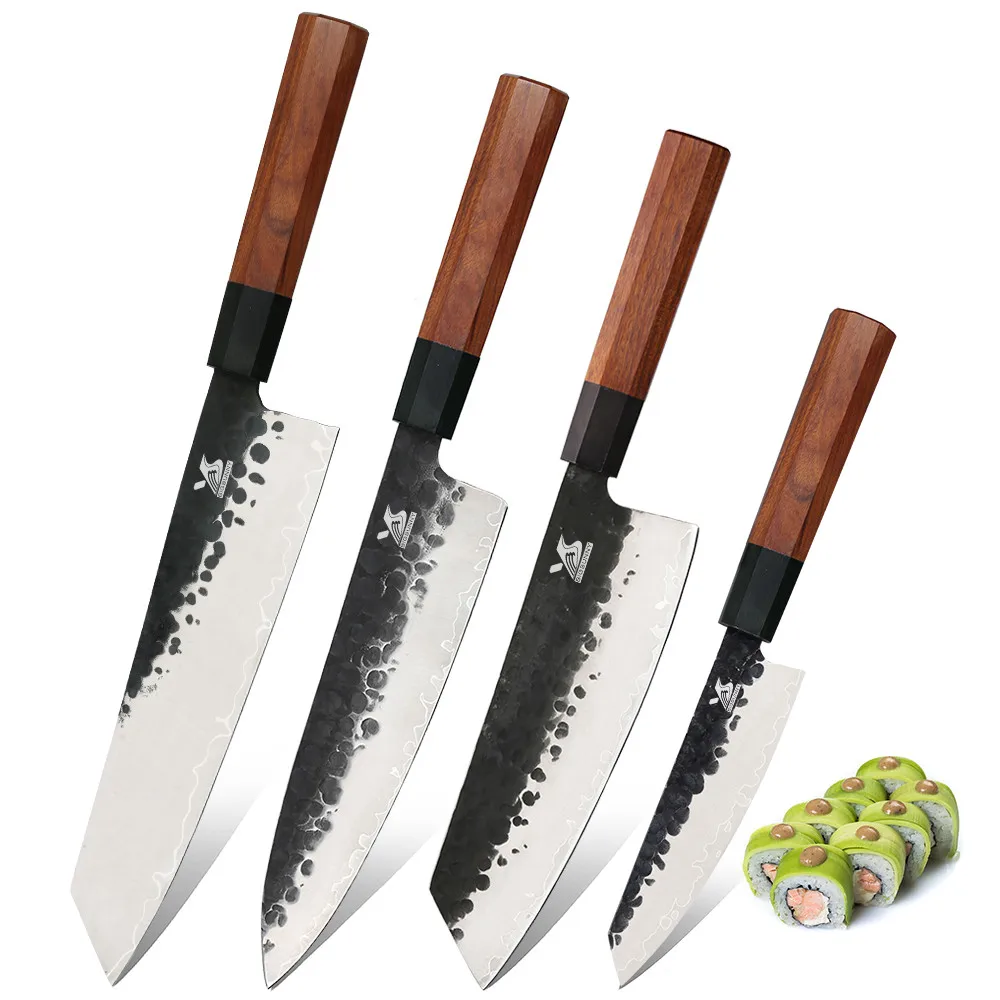 

BIGSUNNY Knife Set, Chef Knife Set with Cleaver, 3 Layers 9CR18MOV Steel - Octagonal Rosewood Handle