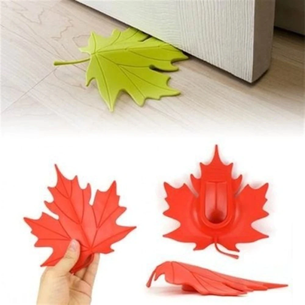 

2pcs Door Stopper Leaf Shape Home Baby Security Safety Colors Optional Silicone Decorative Floor Touch Toilet Wall Absorption