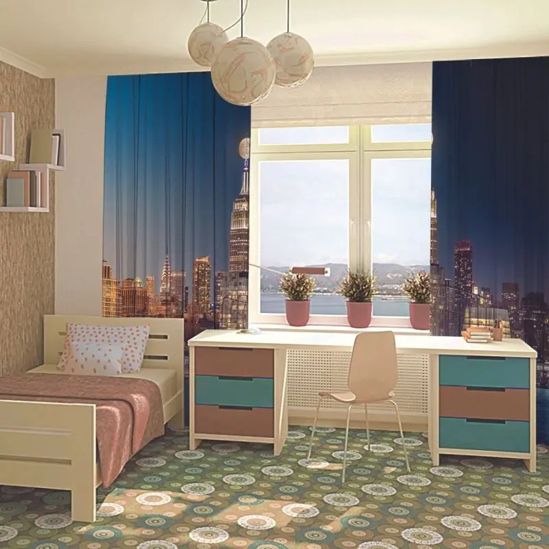 Занавески композитные день в ночь Timelapse с полной луной поднимающейся над Нью