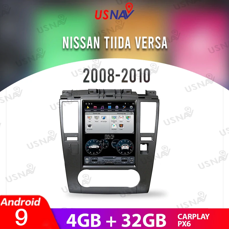 

Головное устройство USNAV Android 9 для Nissan Tiida Versa 2008-2010, экран Tesla 10,4 дюйма, автомобильное мультимедийное устройство с GPS Навигатором, стерео, Carplay ...